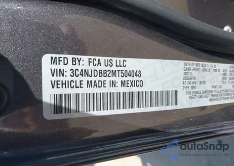 2021 Jeep Compass Altitude 4X4 из США, поврежденный, VIN 3C4NJDBB2MT504048